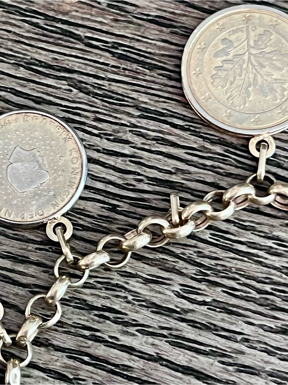 14K 585 Gold Chain Milor Euro Coin Italian Charm Bracelet Vintage 37g Weight - Picture 4 of 16